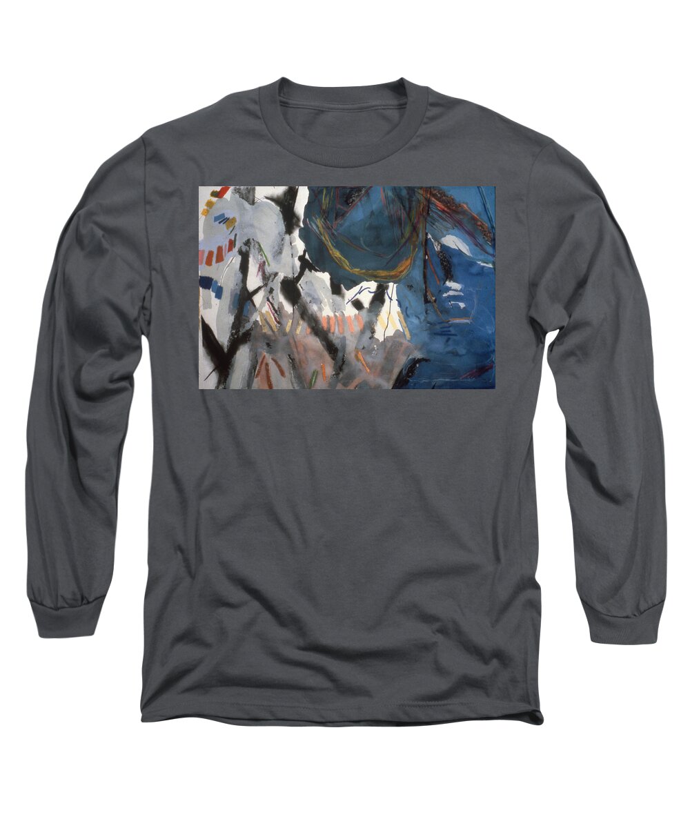 Painting Long Sleeve T-Shirt featuring the painting Blue and White #1 by Richard Baron