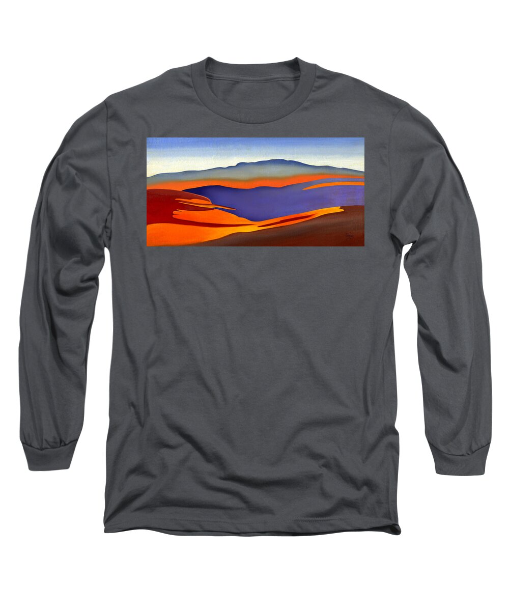 Blue Ridge Long Sleeve T-Shirt featuring the painting Blue Ridge Mountains East Fall Art Abstract by Catherine Twomey