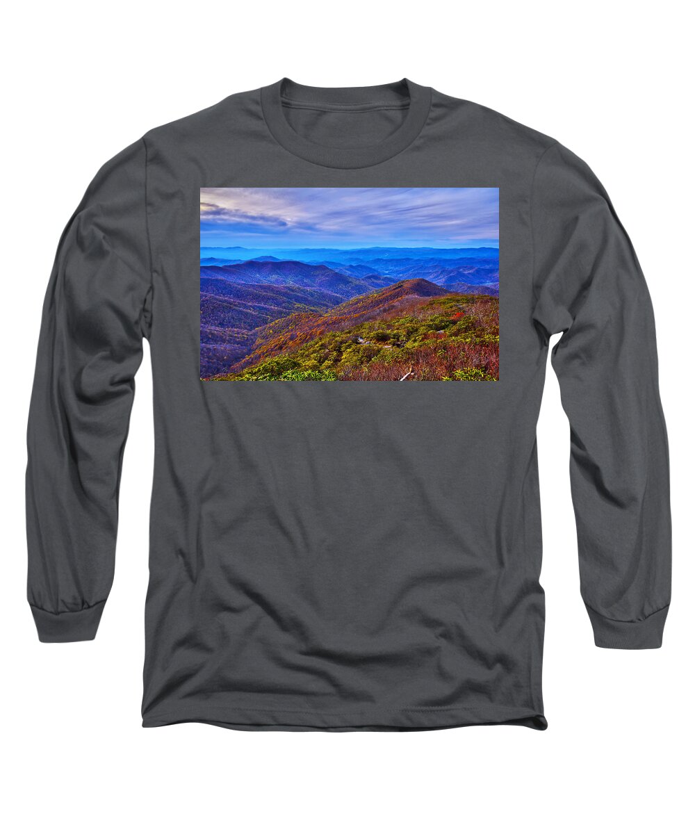  America Long Sleeve T-Shirt featuring the photograph Blue Ridge Parkway by Alex Grichenko