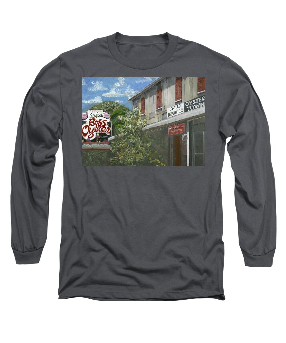 Oyster Restaurant Long Sleeve T-Shirt featuring the painting Boss Oyster by Susan Richardson