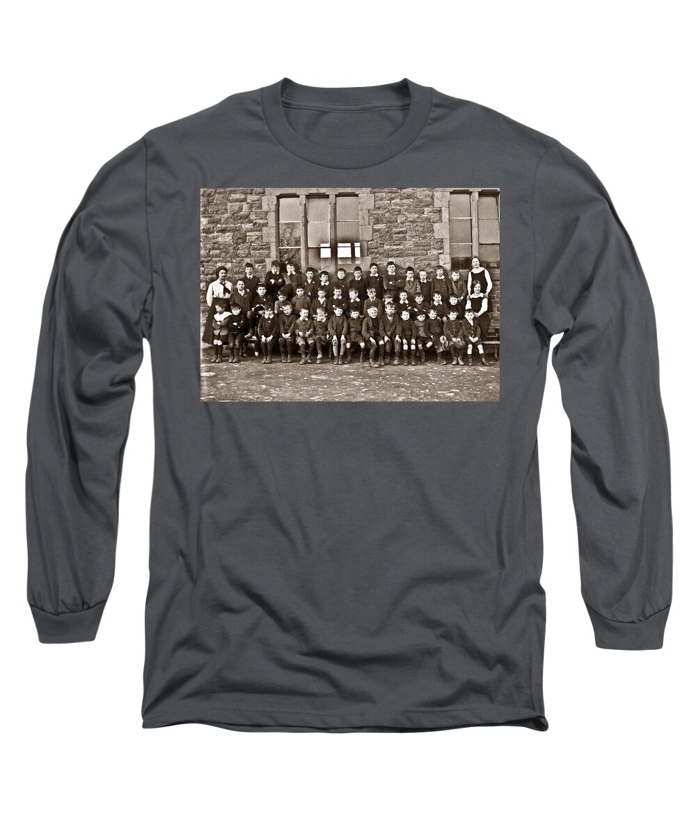 Boys Long Sleeve T-Shirt featuring the photograph Boys school group by Photographer unknown