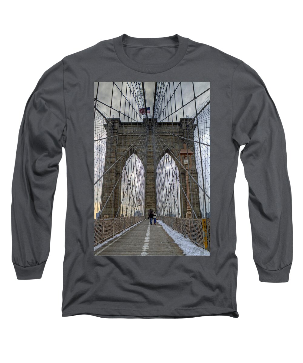 Brooklyn Bridge Long Sleeve T-Shirt featuring the photograph Brooklyn Bridge by Jerry Gammon