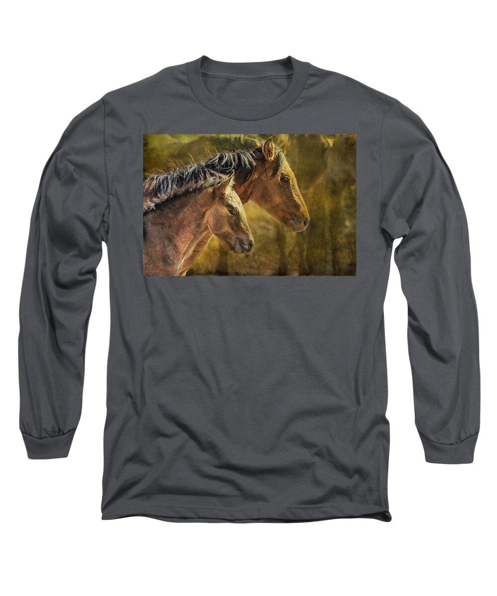 Pryor Mustangs Long Sleeve T-Shirt featuring the photograph Brothers by Belinda Greb