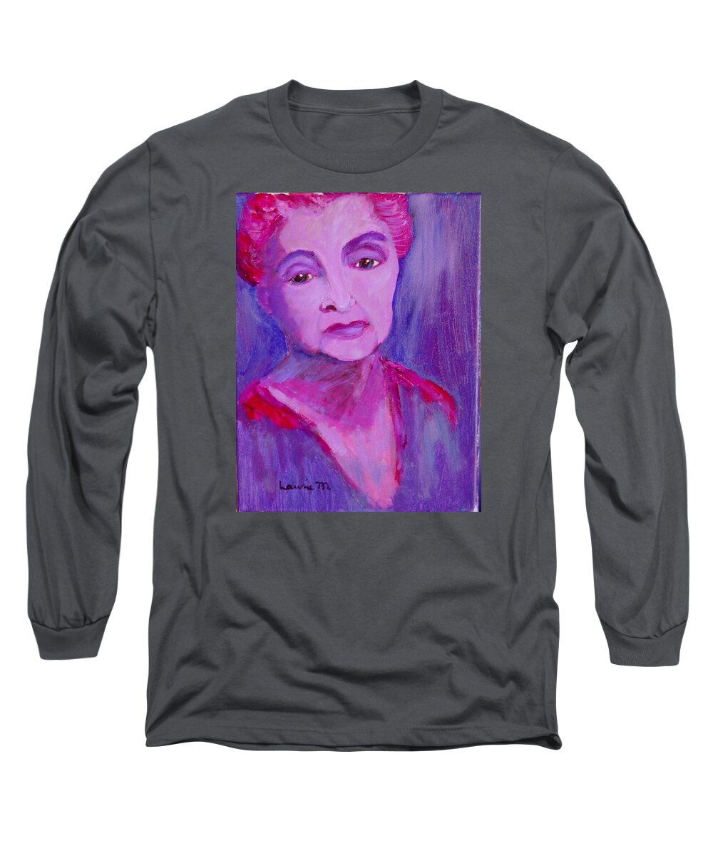 Bubbie Long Sleeve T-Shirt featuring the painting Bubbe Hinda by Laurie Morgan