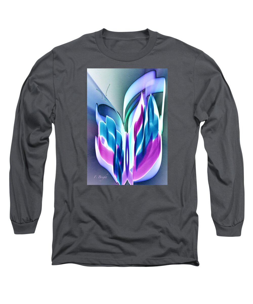 Butterfly Long Sleeve T-Shirt featuring the digital art Butterfly Abstract 3 by Frank Bright