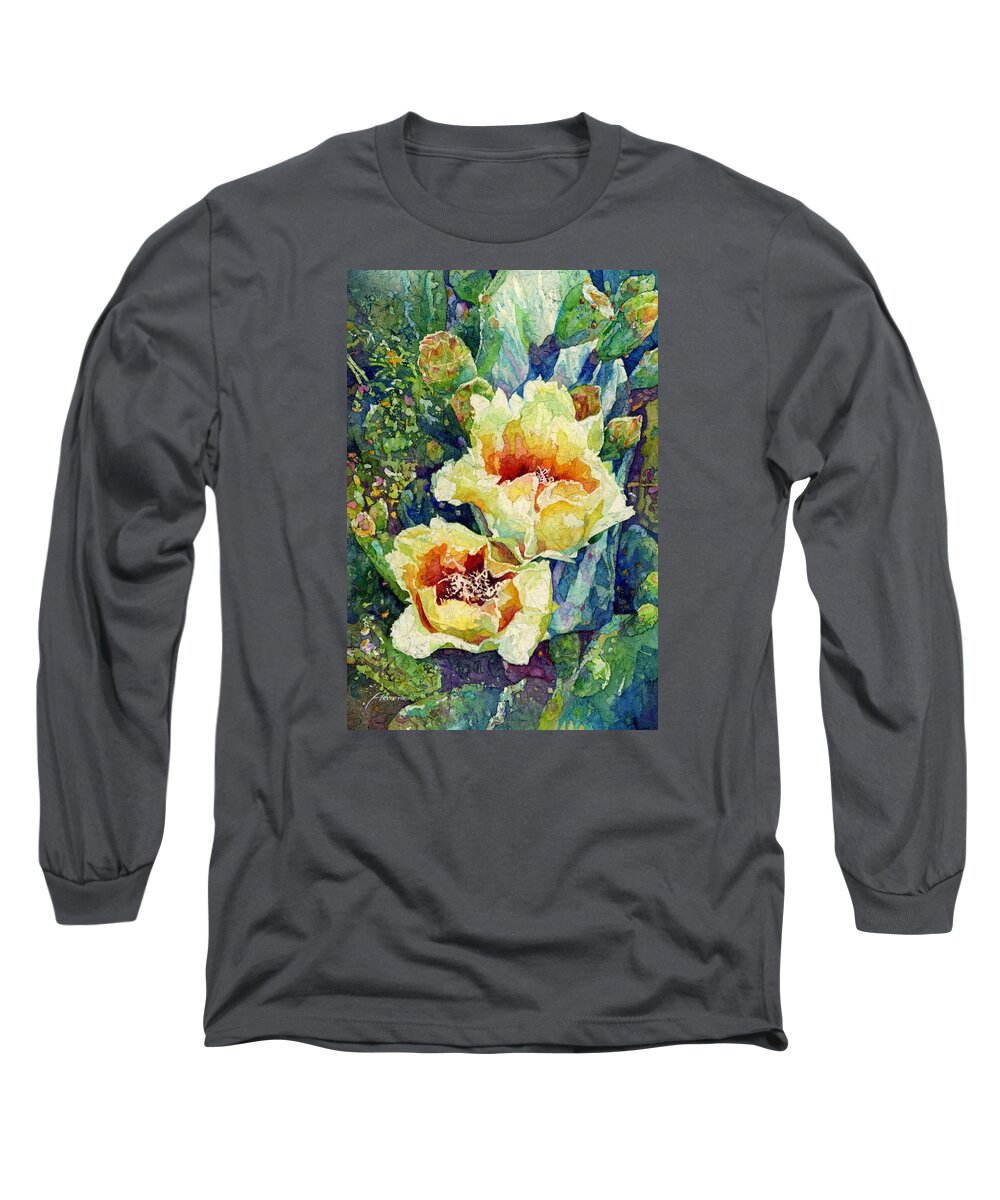 Cactus Long Sleeve T-Shirt featuring the painting Cactus Splendor I by Hailey E Herrera