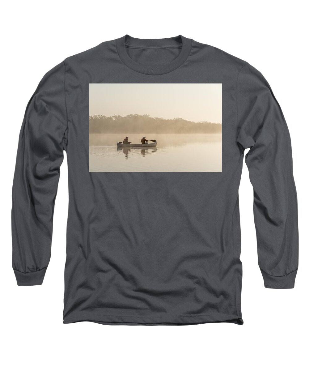 Scott Leslie Long Sleeve T-Shirt featuring the photograph Canoeists At Dawn Everglades Np Florida by Scott Leslie