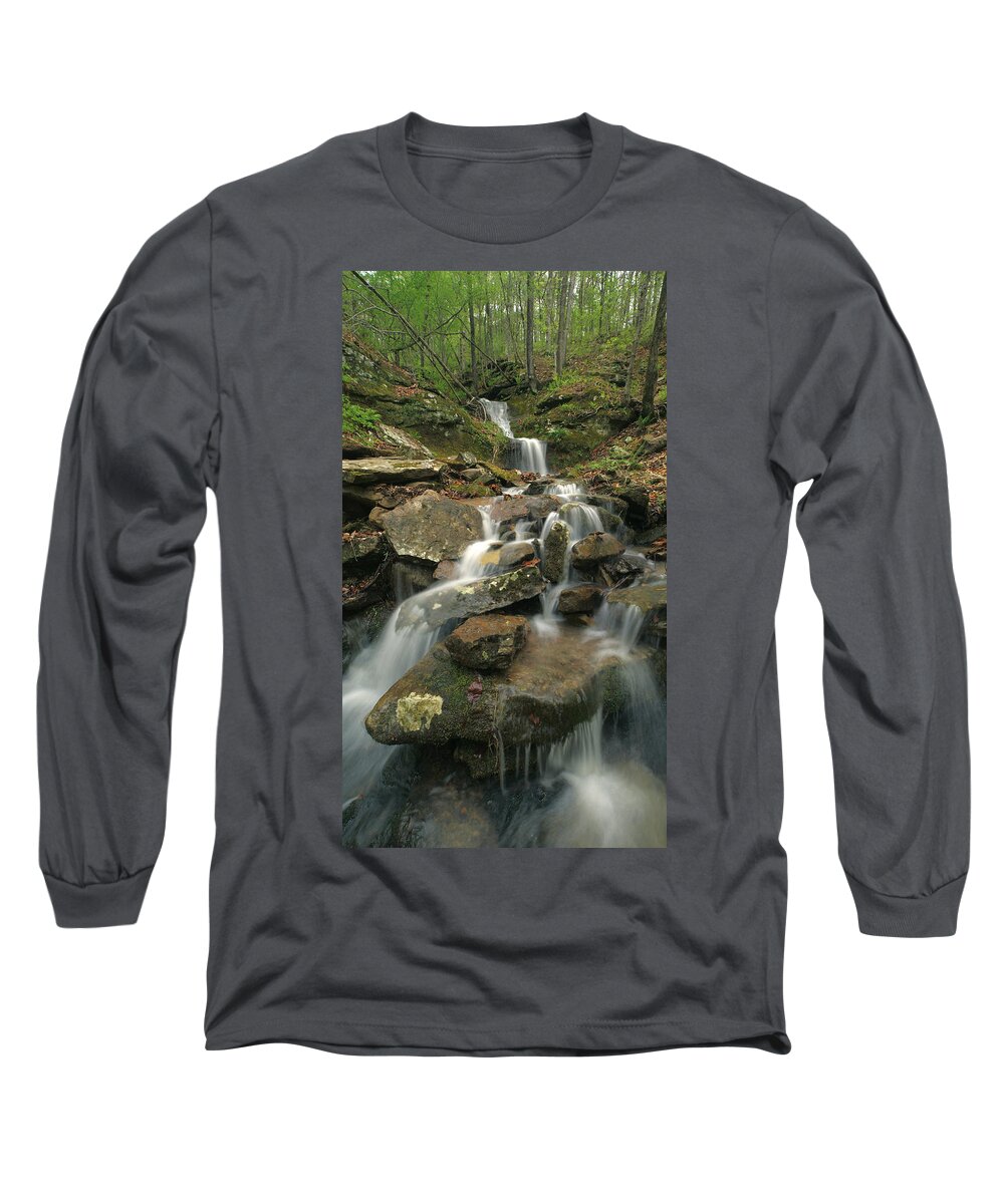 Tim Fitzharris Long Sleeve T-Shirt featuring the photograph Cascading Creek Mulberry River Arkansas by Tim Fitzharris