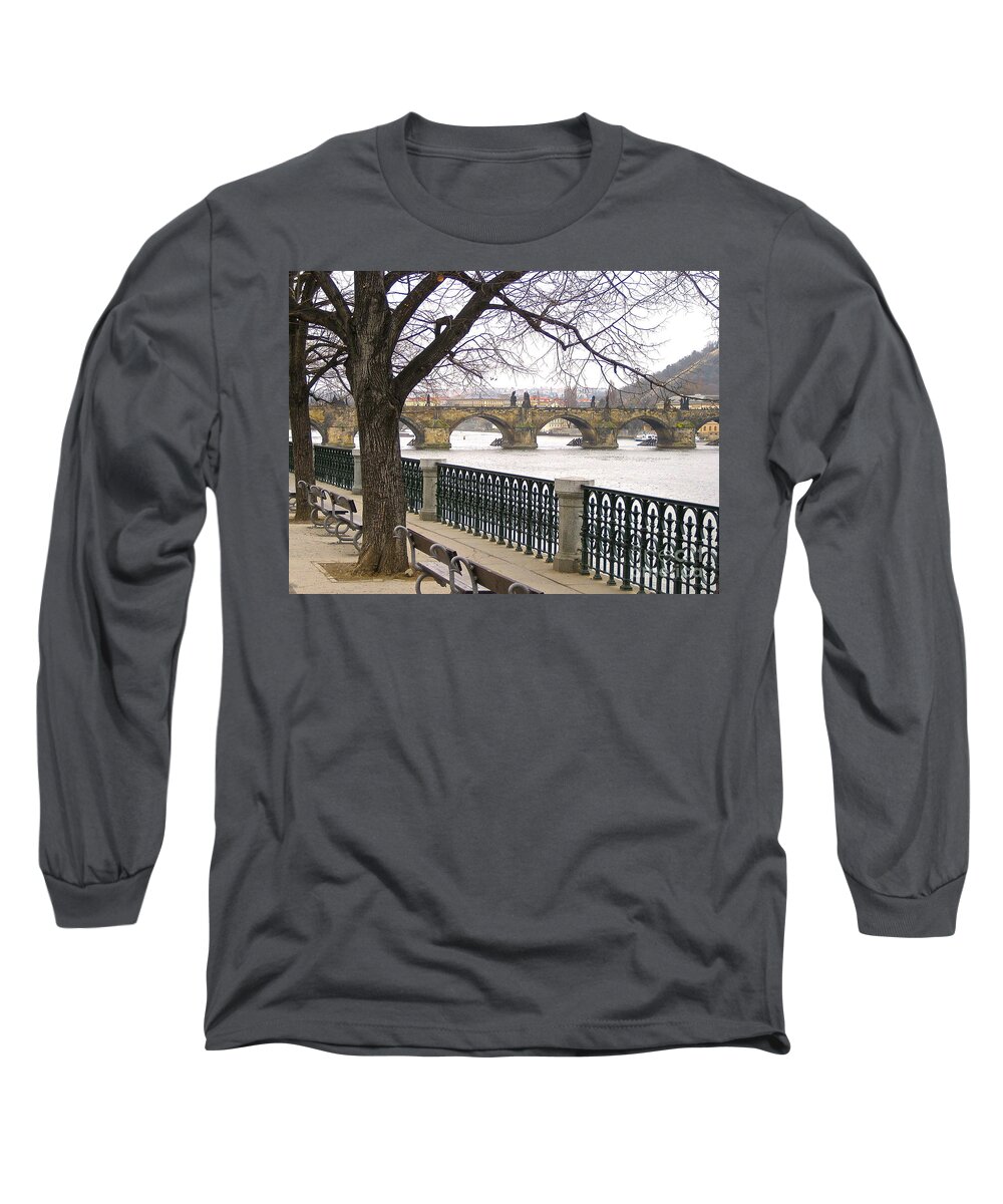 Prague Chez Republic Charles Bridge Long Sleeve T-Shirt featuring the photograph Charles Bridge by Suzanne Oesterling