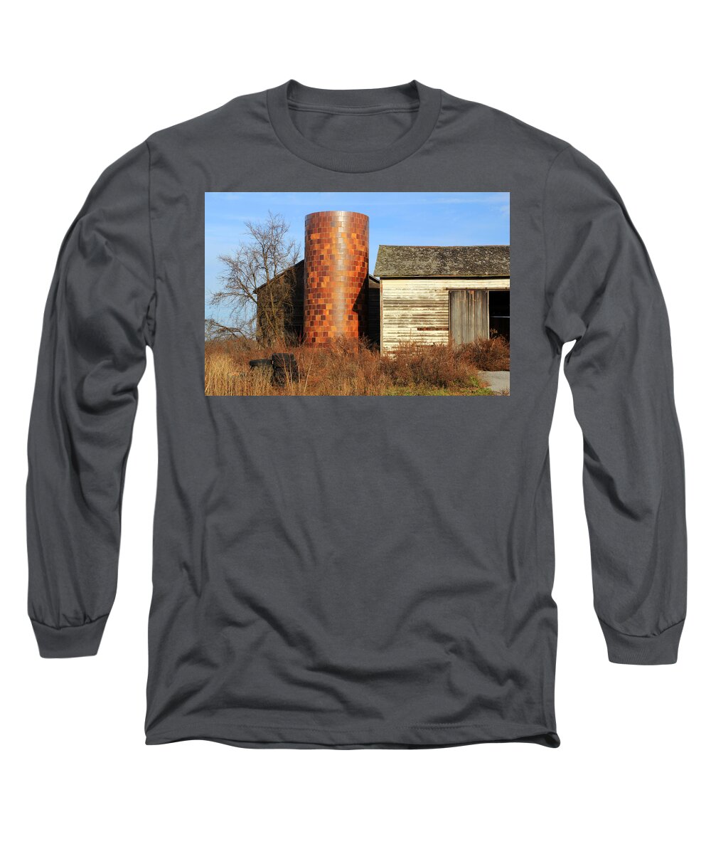 Barns Long Sleeve T-Shirt featuring the photograph Checkerboard Silo by Jennifer Robin