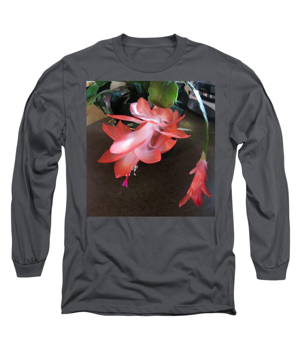 Nature Long Sleeve T-Shirt featuring the photograph Christmas Cactus Bloom by Fortunate Findings Shirley Dickerson