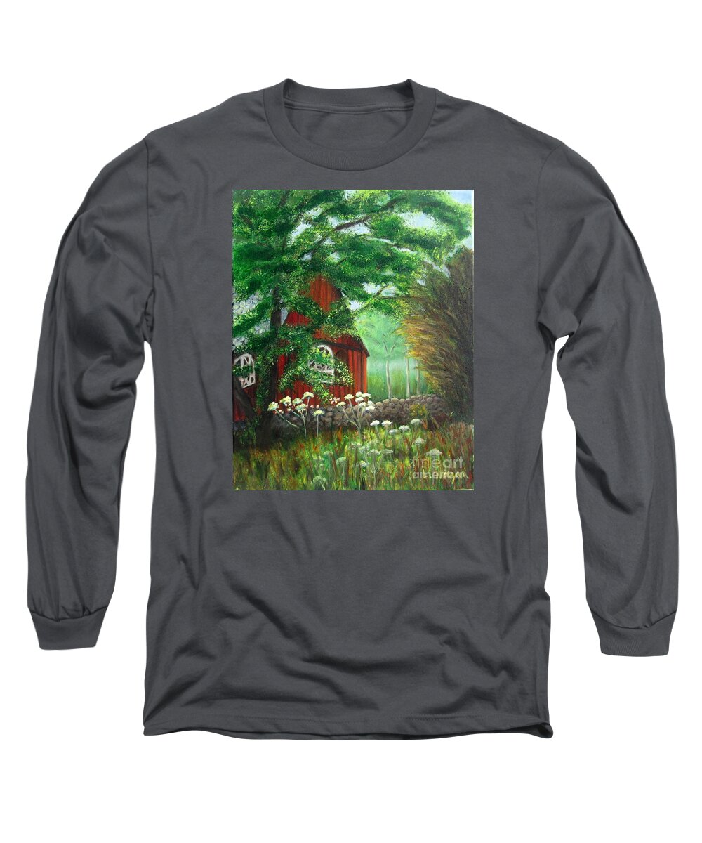 Church Long Sleeve T-Shirt featuring the painting Church in the Glen by Laurie Morgan