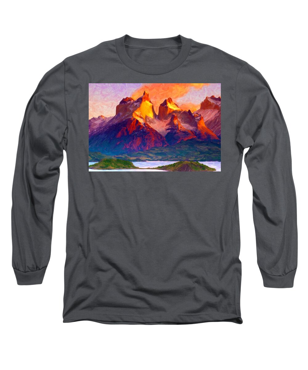 Poster Long Sleeve T-Shirt featuring the digital art Cleft Summit by Chuck Mountain