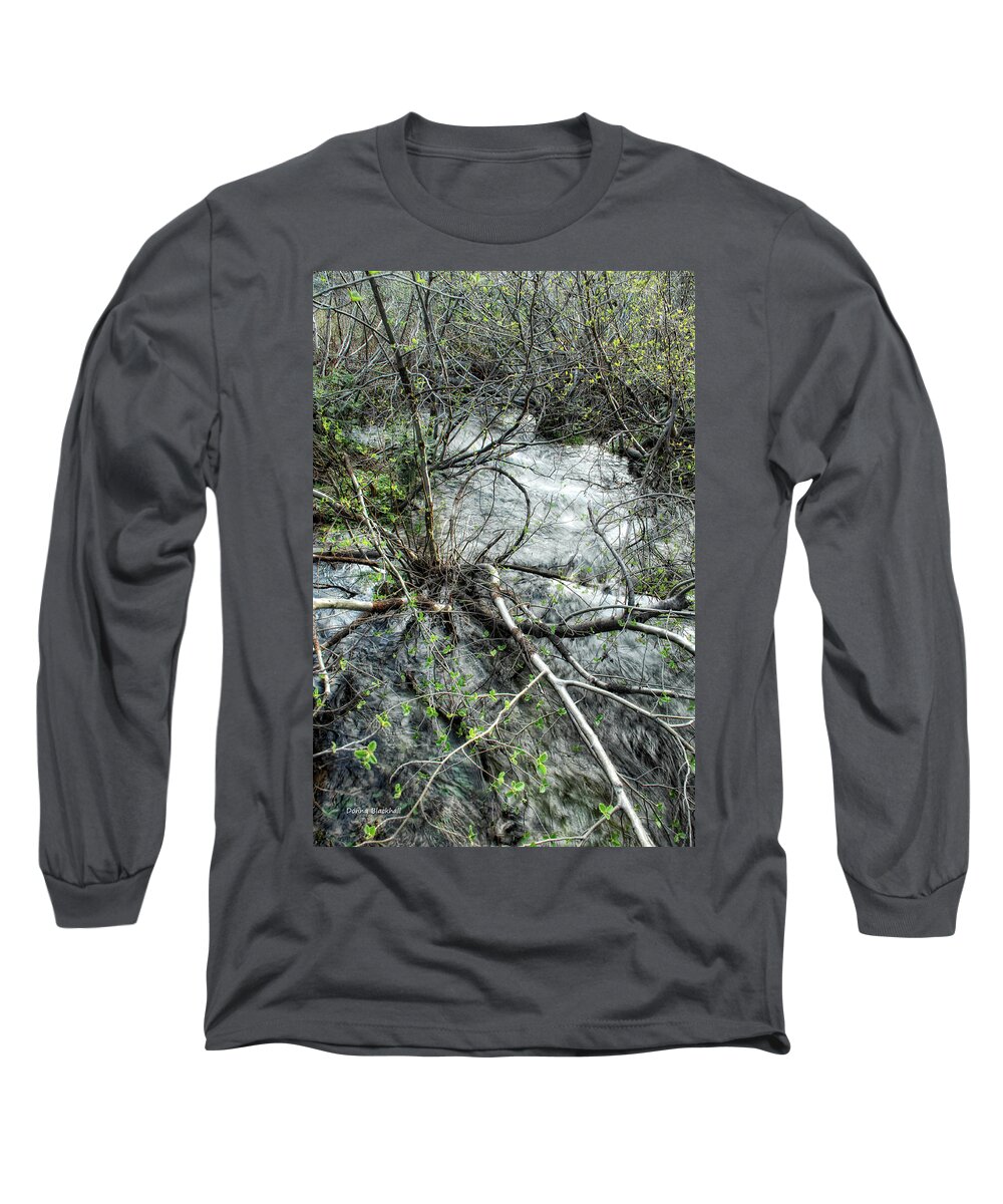 River Long Sleeve T-Shirt featuring the photograph Clinging To Your Roots by Donna Blackhall
