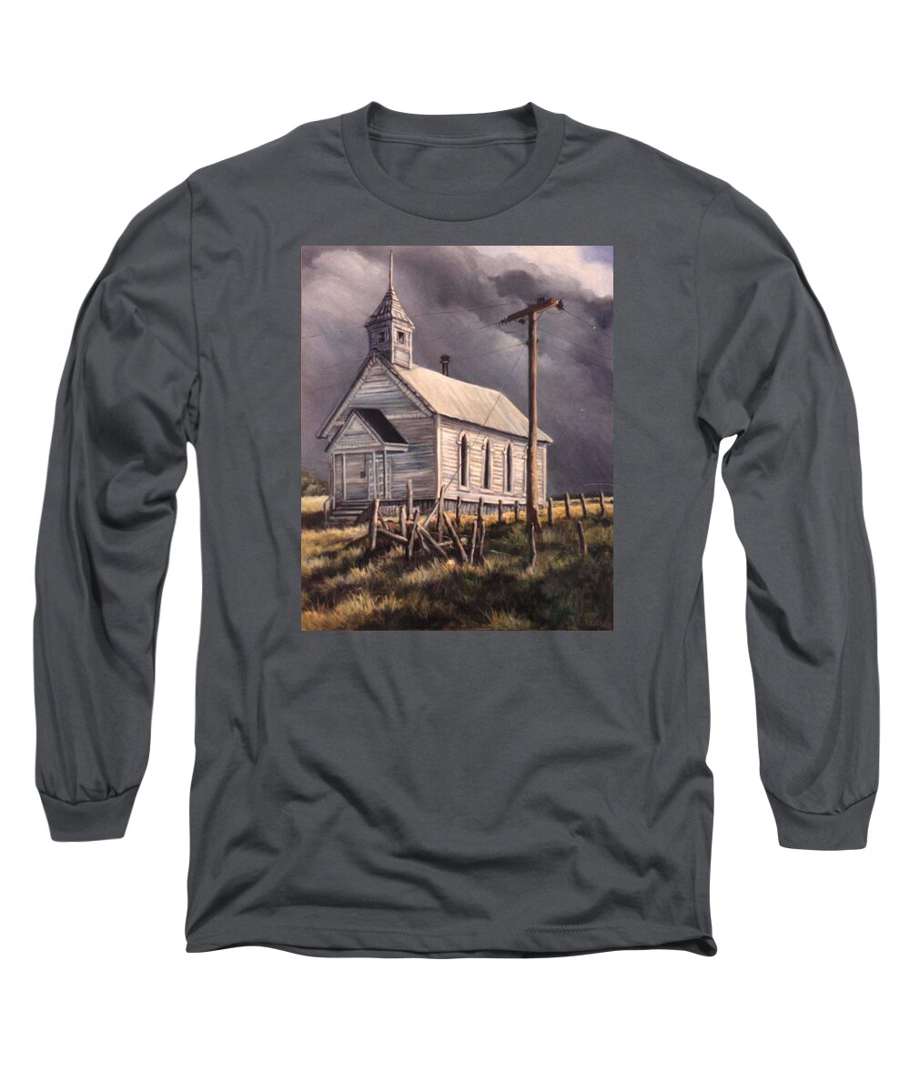 Nature Long Sleeve T-Shirt featuring the painting Closed on Sundays by Donna Tucker