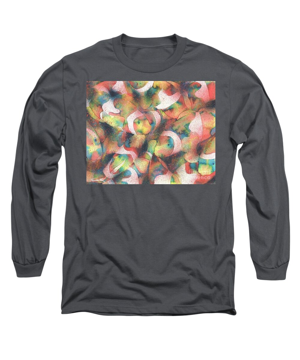 Marine Life Long Sleeve T-Shirt featuring the painting Clownfish by Frances Ku