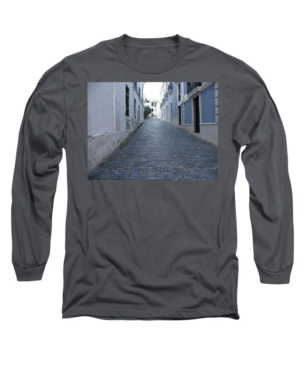 Puerto Rico Long Sleeve T-Shirt featuring the photograph Cobble Street by David S Reynolds