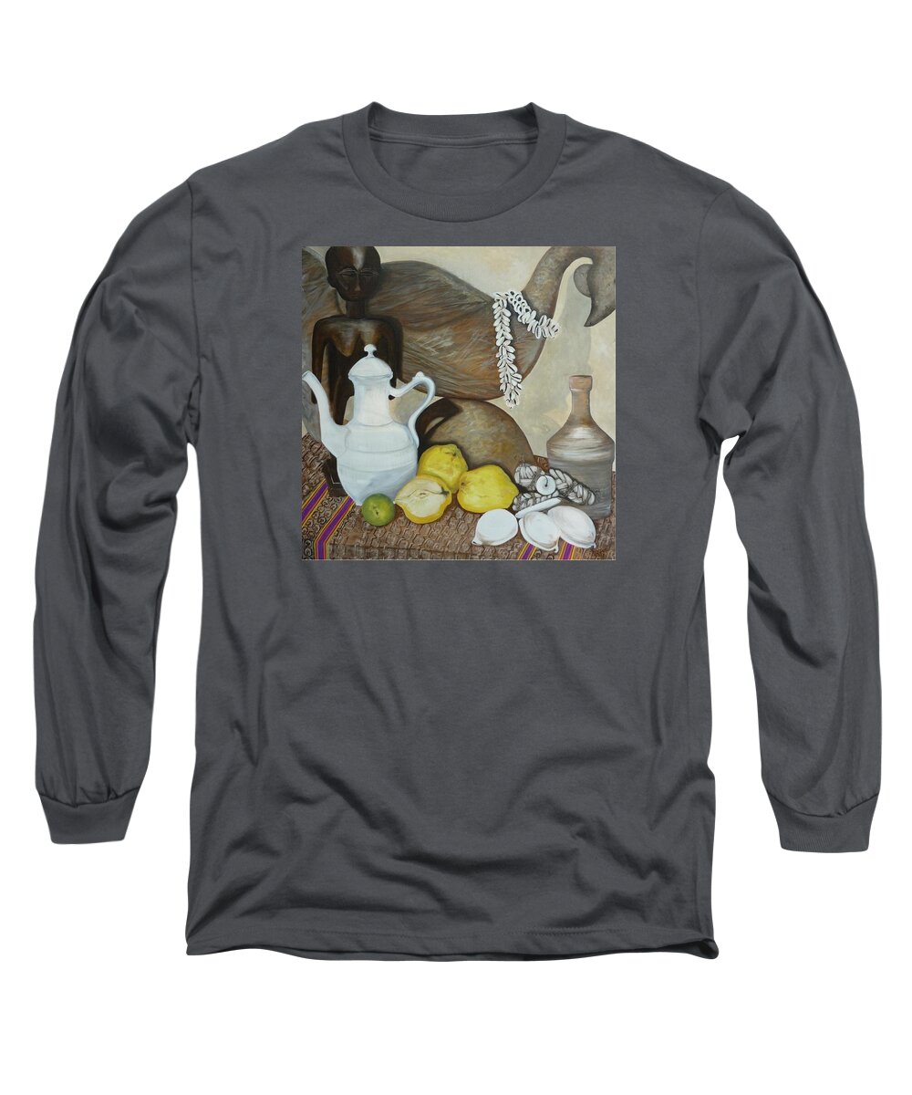 Food Long Sleeve T-Shirt featuring the painting Coffee Pot by Helen Syron