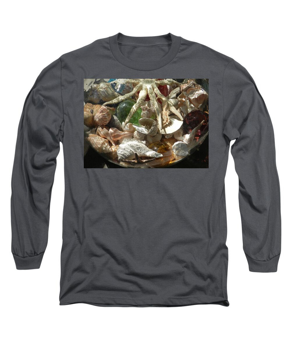 Seashells Long Sleeve T-Shirt featuring the photograph Collection in Jar by Deborah Ferree