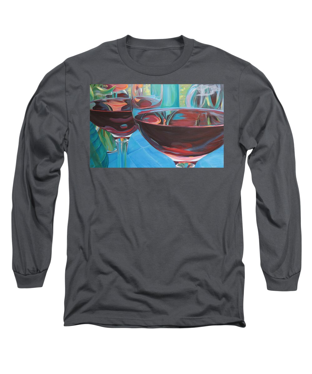 Wine Long Sleeve T-Shirt featuring the painting Color Flow by Trina Teele