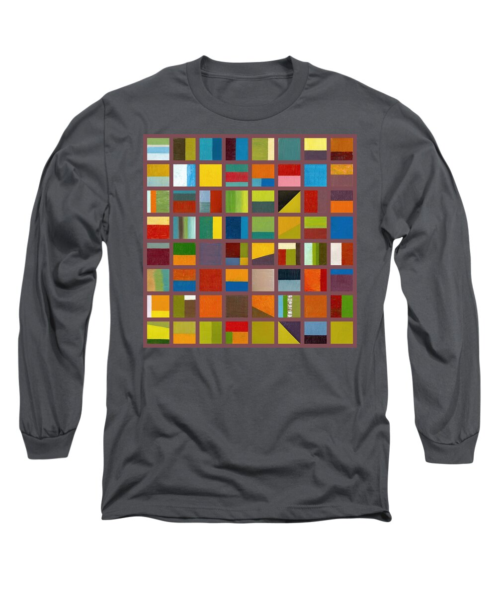 Abstract Long Sleeve T-Shirt featuring the painting Color Study Collage 65 by Michelle Calkins