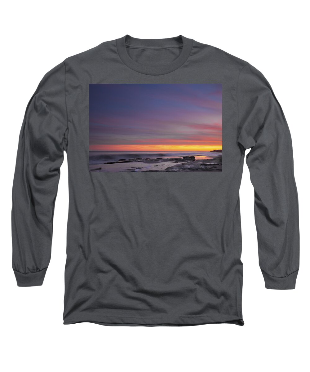 Ocean Long Sleeve T-Shirt featuring the photograph Colorful Ocean Sunset At Twilight by Jo Ann Tomaselli