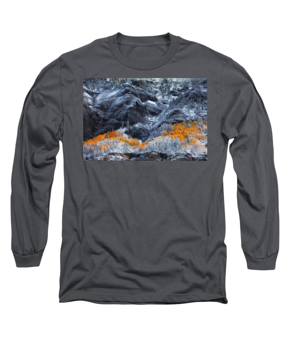 Snow Long Sleeve T-Shirt featuring the photograph Colors on the Hill by Darren White
