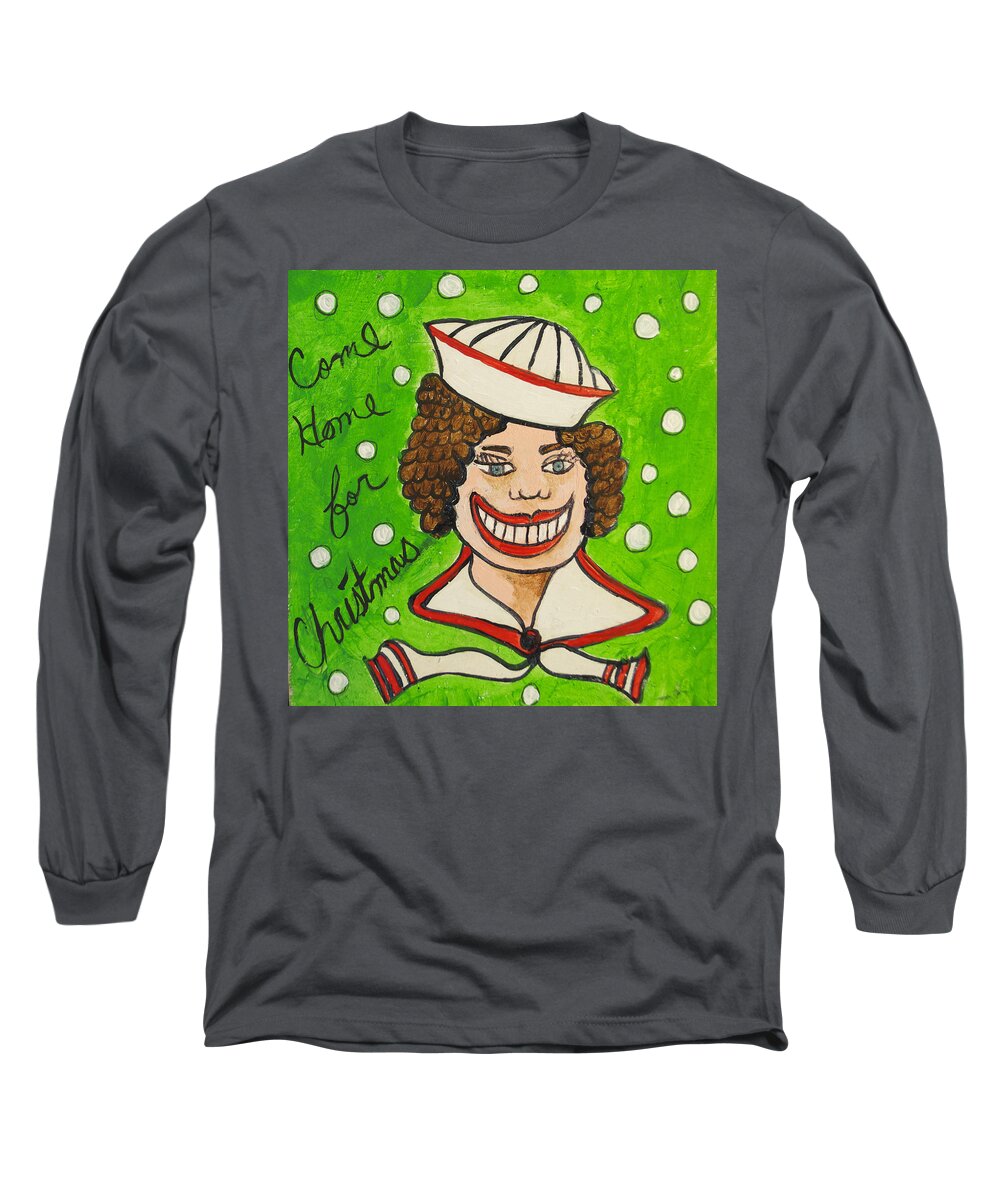 Christmas Long Sleeve T-Shirt featuring the painting Come home for Christmas Tillie by Patricia Arroyo