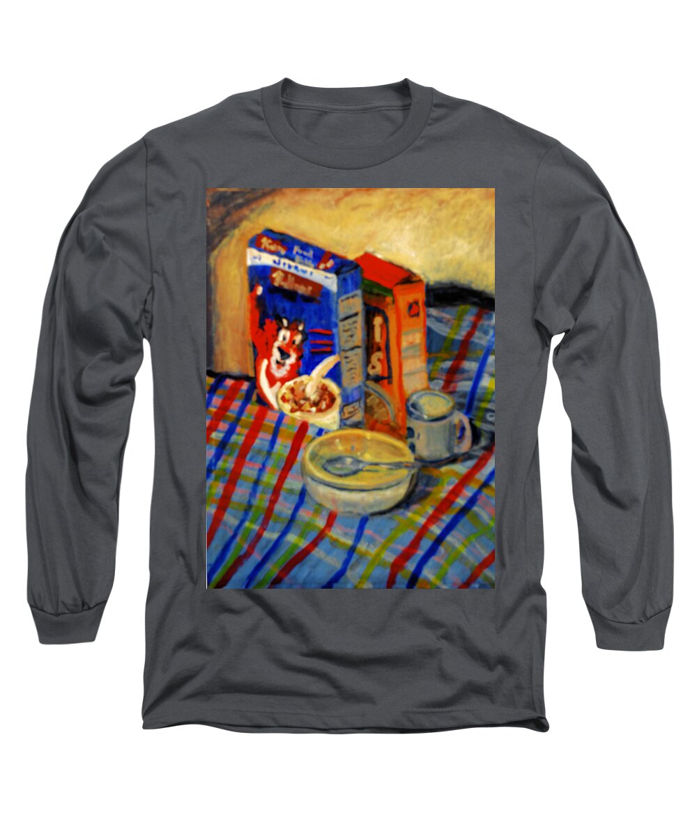 Still Life Long Sleeve T-Shirt featuring the painting Corn Flakes by Michael Daniels