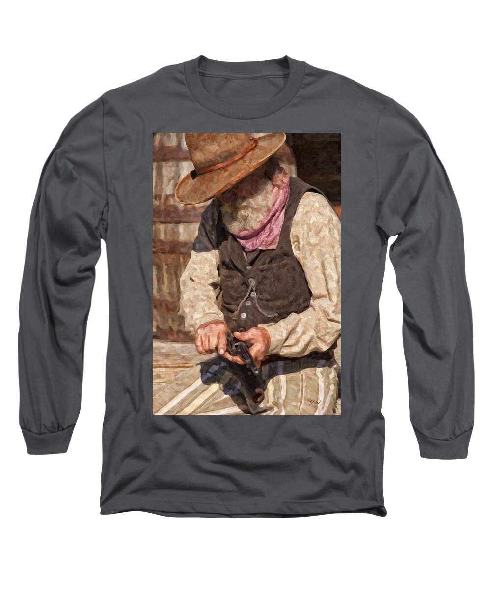 Cowboy Long Sleeve T-Shirt featuring the digital art Counting by Jack Milchanowski