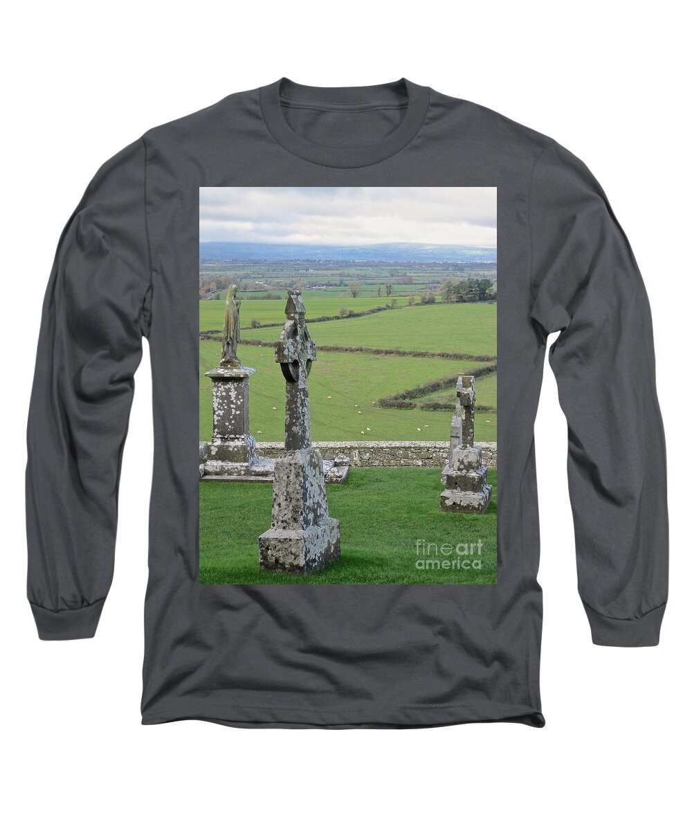Cashel Ireland Celtic Cross Long Sleeve T-Shirt featuring the photograph Crosses of Cashel by Suzanne Oesterling