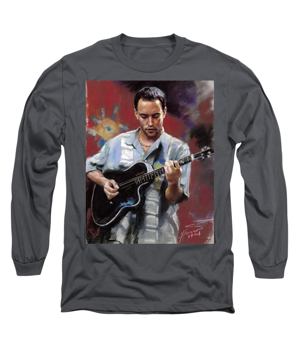 Dave Matthews Long Sleeve T-Shirt featuring the drawing Dave Matthews by Viola El