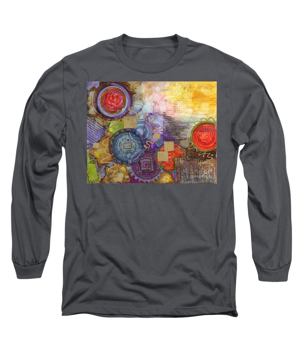 Abstract Long Sleeve T-Shirt featuring the painting Dawn Breaks by Vicki Baun Barry