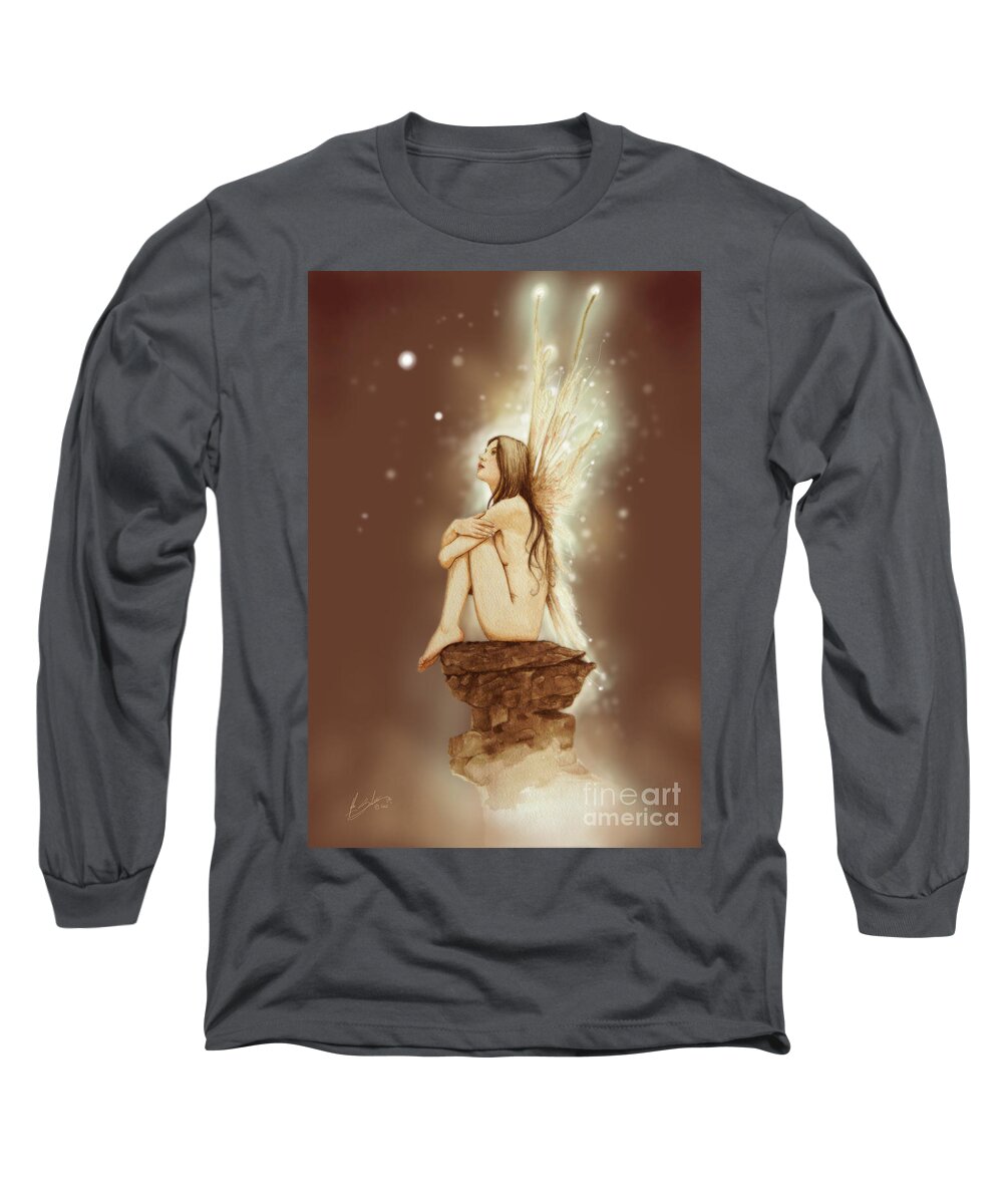 Paintings Long Sleeve T-Shirt featuring the painting Daydreaming Faerie by John Silver