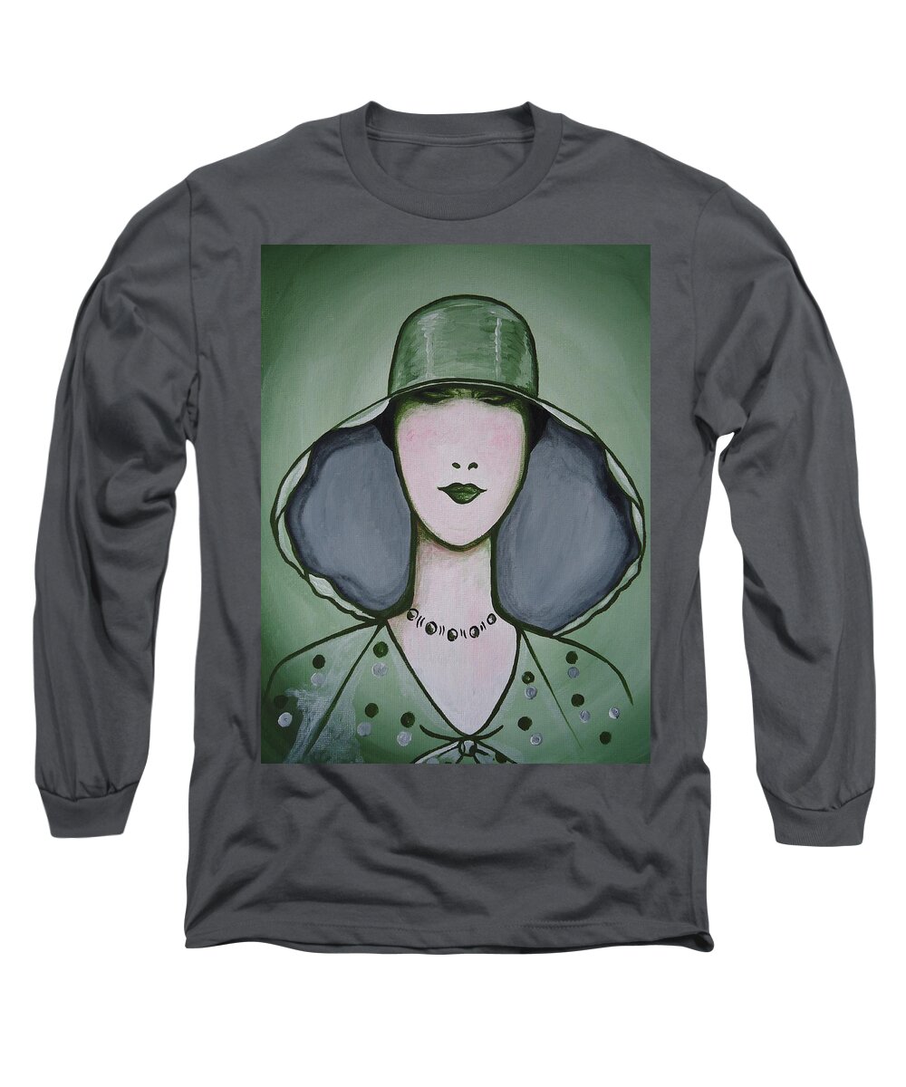 Art Deco Long Sleeve T-Shirt featuring the painting Deco Chic by Leslie Manley