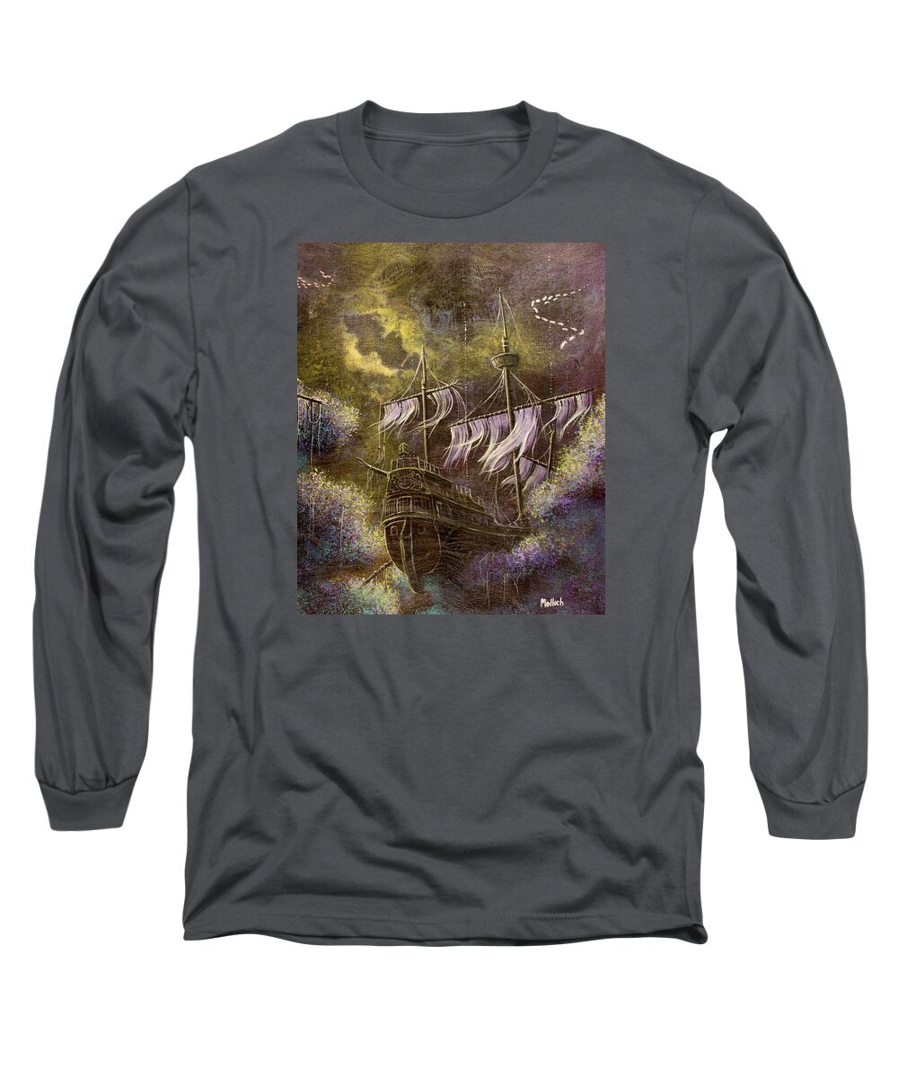 Sunken Ship Long Sleeve T-Shirt featuring the painting Deep Peace by Jack Malloch