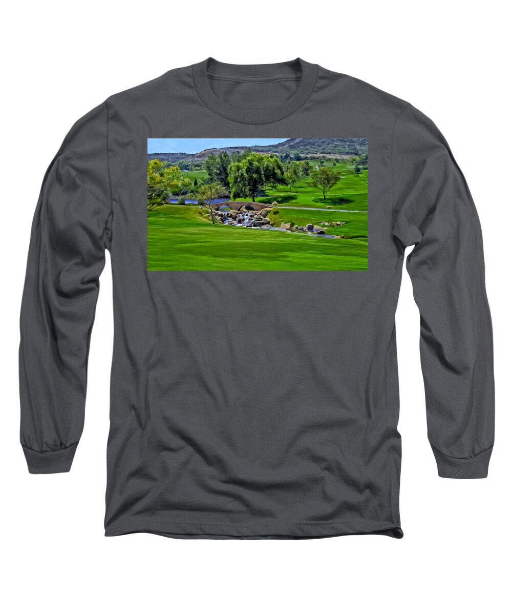 Golf Long Sleeve T-Shirt featuring the painting Del Mar Country Club by Michael Pickett