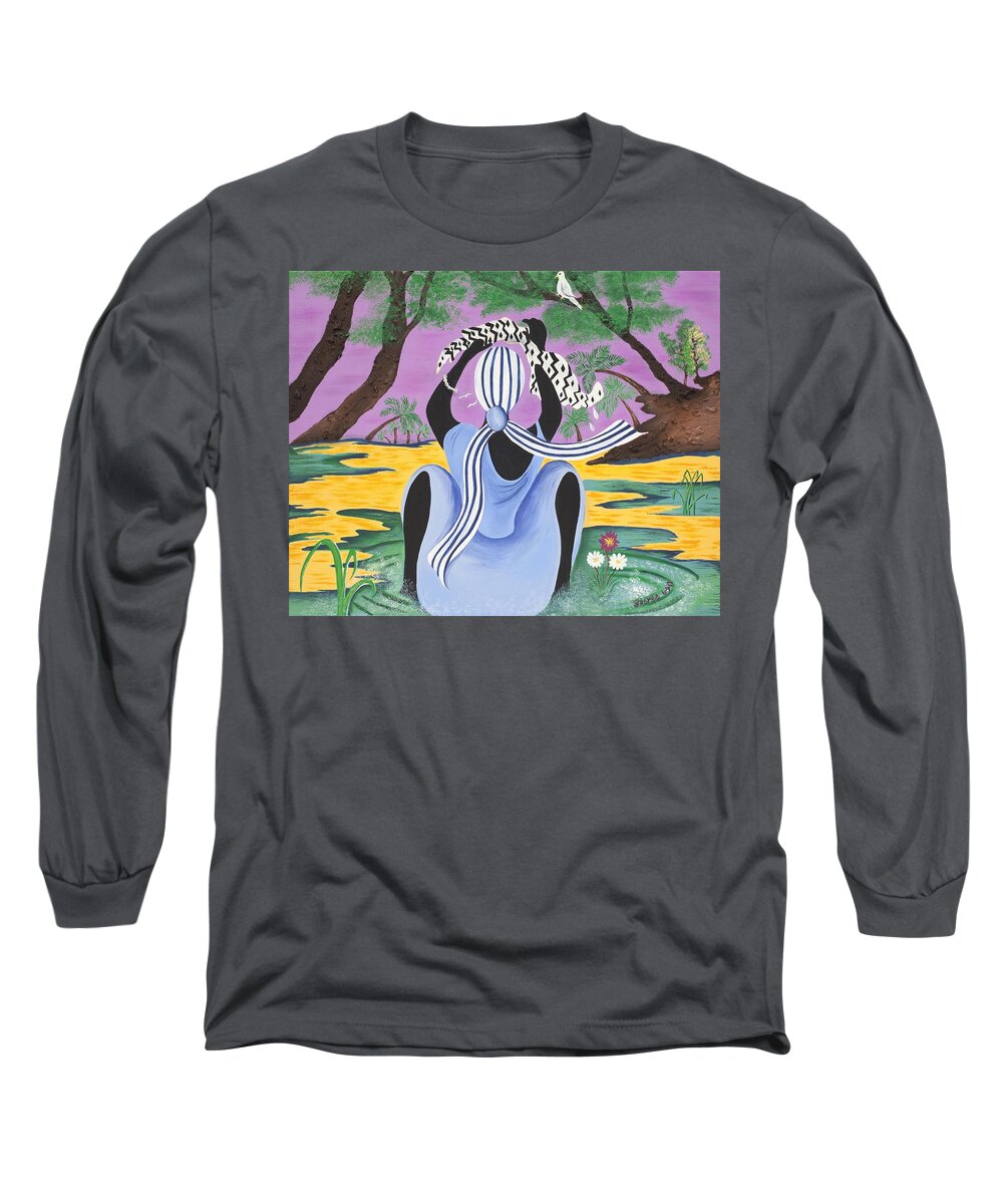 Sabree Long Sleeve T-Shirt featuring the painting Delicate Cycle by Patricia Sabreee