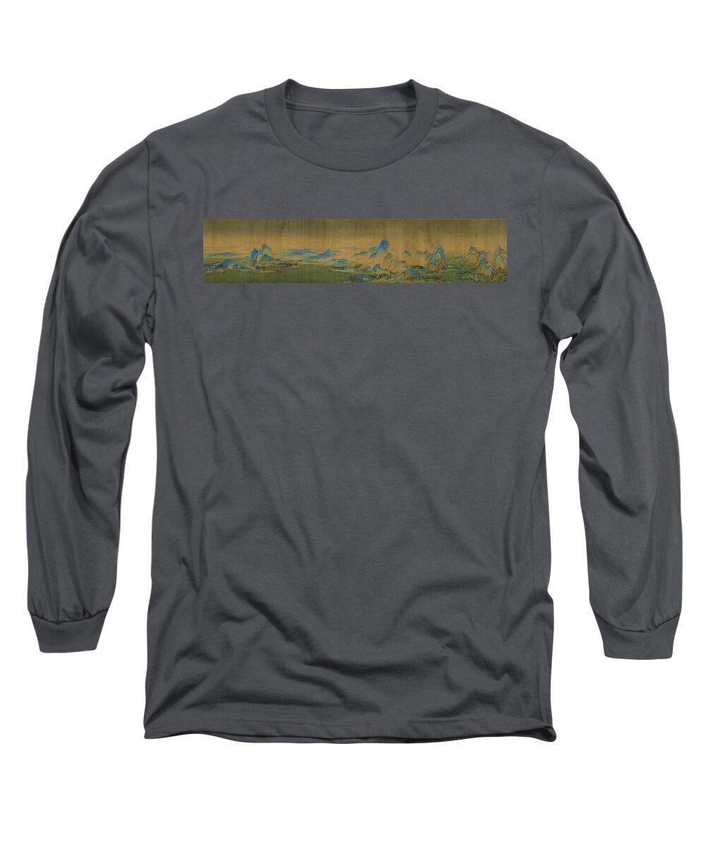 Detail Of A Thousand Li Of River Long Sleeve T-Shirt featuring the painting Detail of A Thousand Li of River by Celestial Images