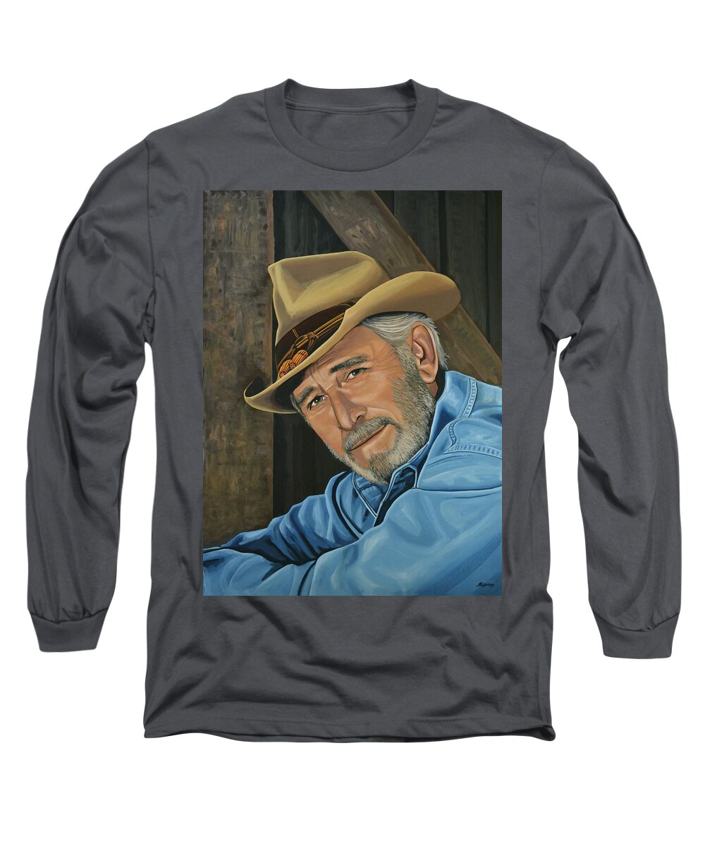 Don Williams Long Sleeve T-Shirt featuring the painting Don Williams Painting by Paul Meijering