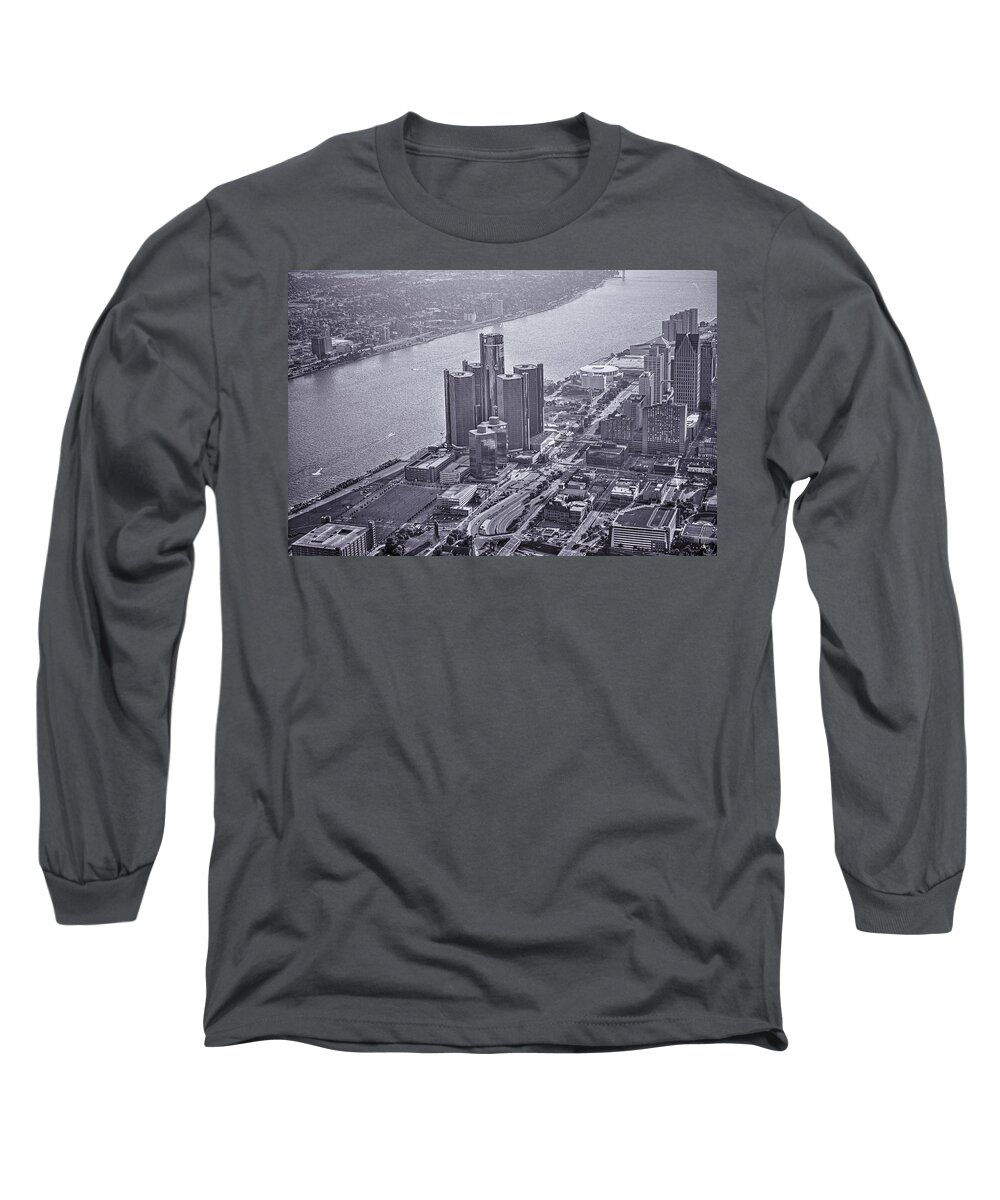 Renaissance Center Long Sleeve T-Shirt featuring the photograph Downtown Detroit by Nicholas Grunas