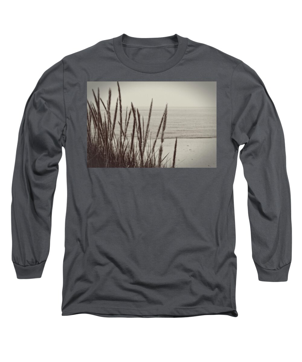 Beaches Long Sleeve T-Shirt featuring the Dune Grass in Early Spring by Michelle Calkins