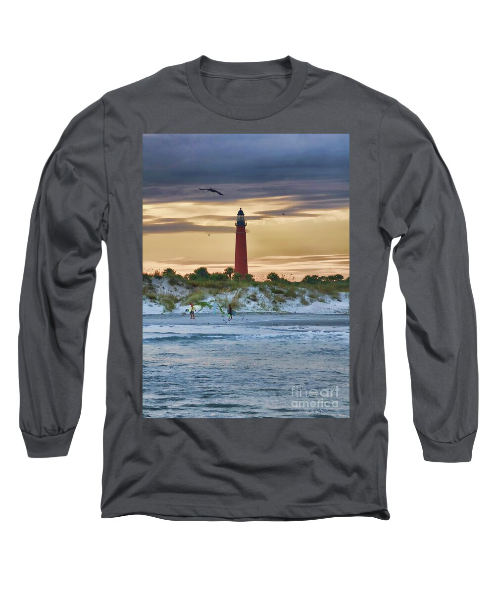 Lighthouse Long Sleeve T-Shirt featuring the photograph Early Evening Sky by Deborah Benoit