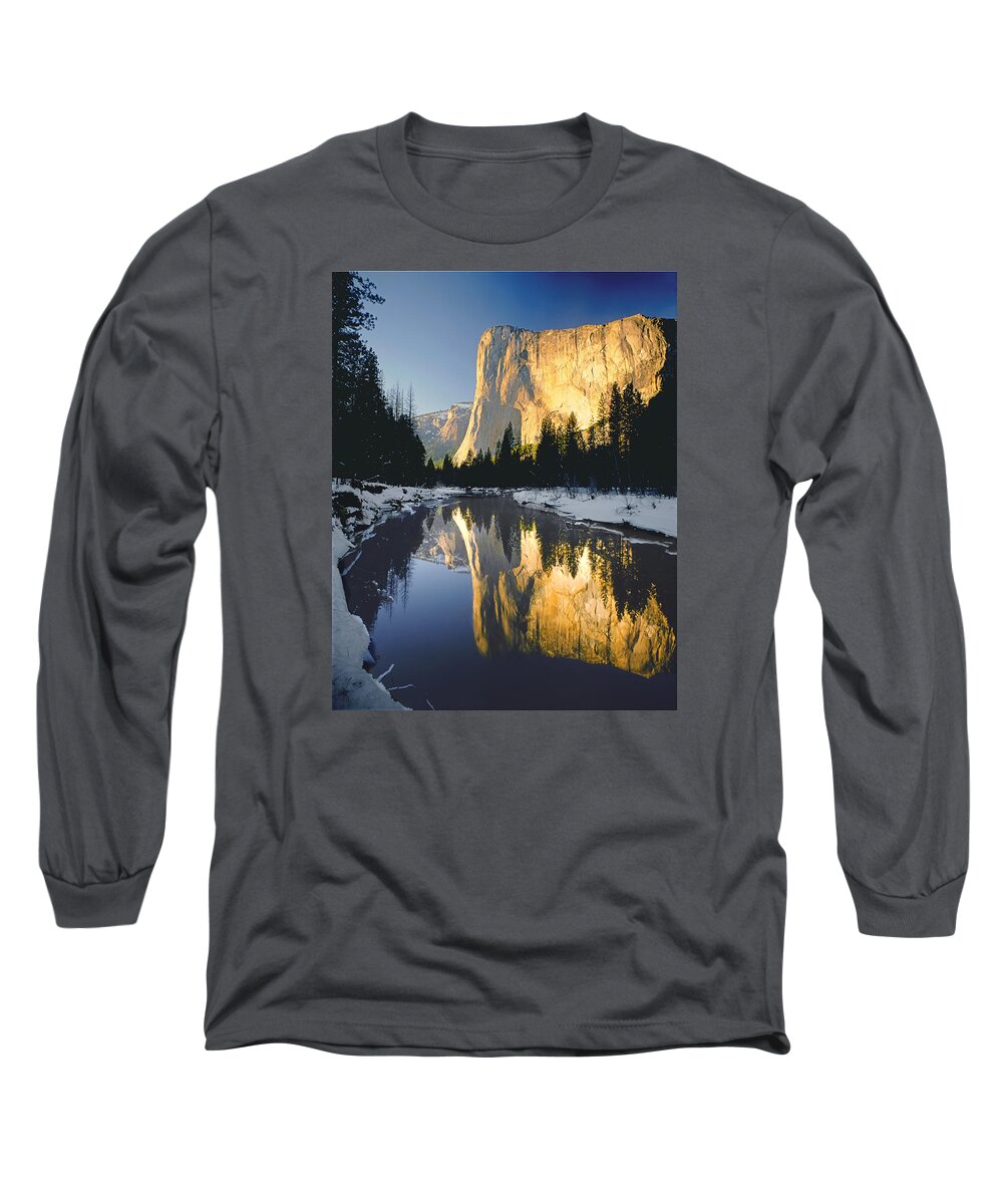 Sunset Long Sleeve T-Shirt featuring the photograph 2M6542-El Cap Reflect by Ed Cooper Photography