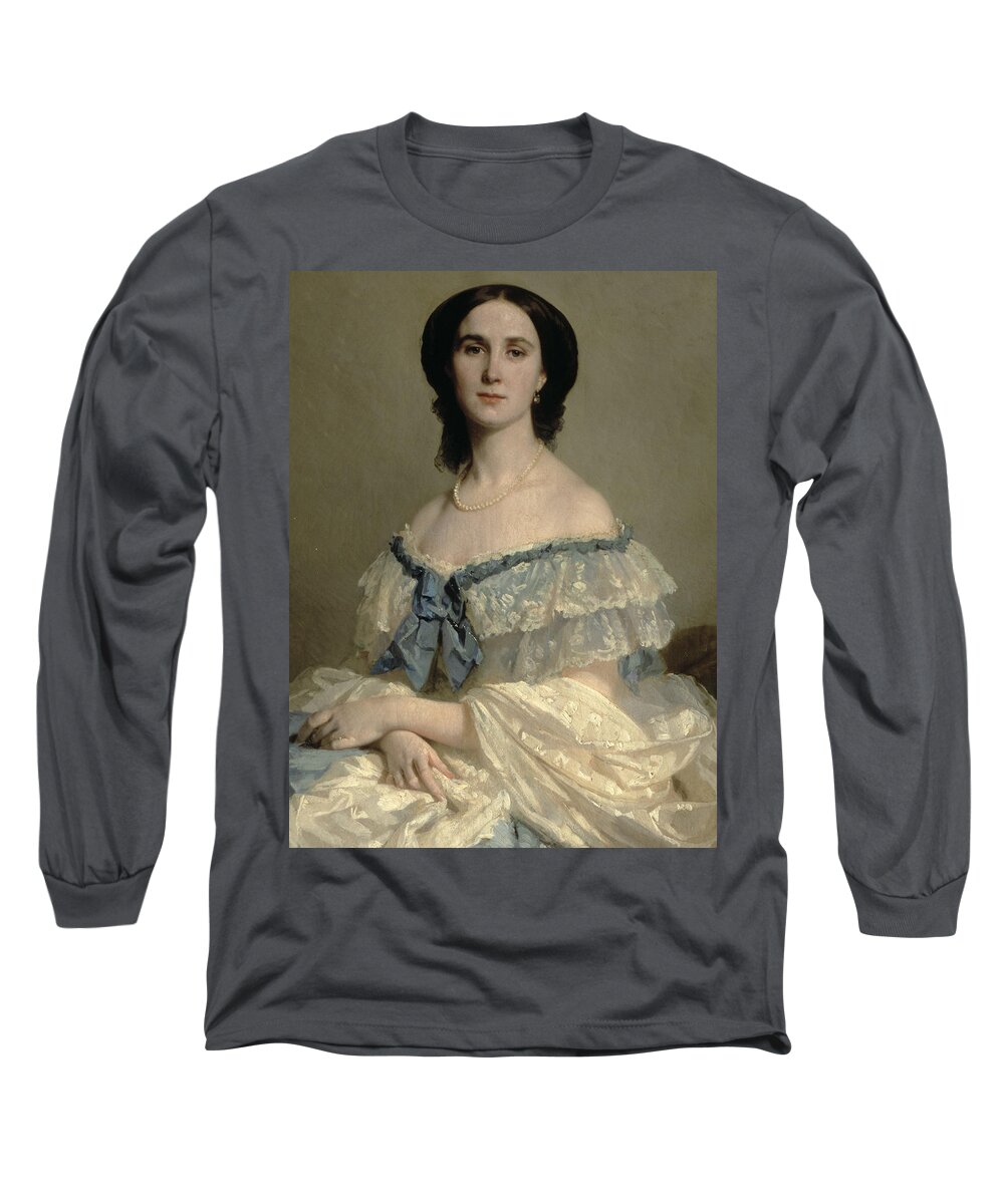 Empress Charlotte Of Mexico Long Sleeve T-Shirt featuring the painting Empress Charlotte of Mexico by Isidore Pils