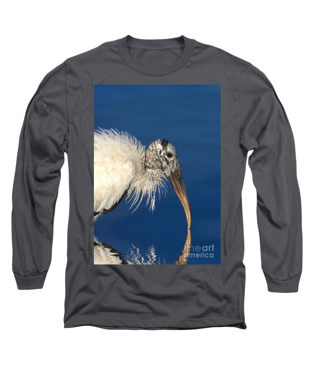 Woodstork Long Sleeve T-Shirt featuring the photograph Endangered Woodstork Reflection by Kathy Baccari