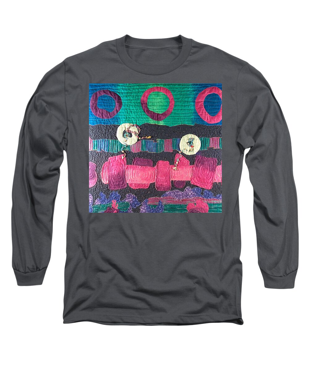 Wallhanging Long Sleeve T-Shirt featuring the tapestry - textile Essential Circles by Mtnwoman Silver