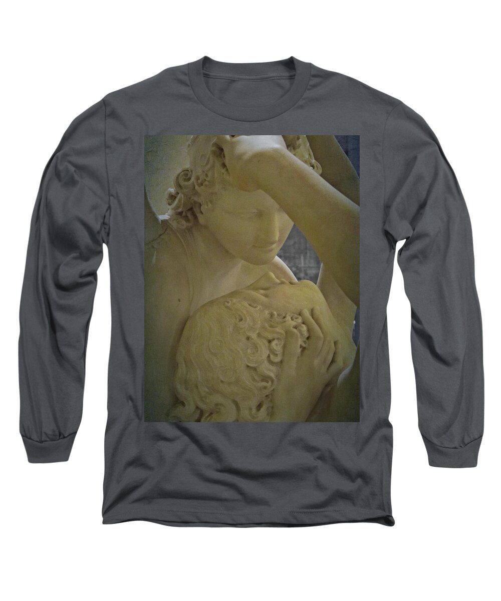 Eternal Long Sleeve T-Shirt featuring the photograph Eternal Love - Psyche Revived by Cupid's Kiss - Louvre - Paris by Marianna Mills