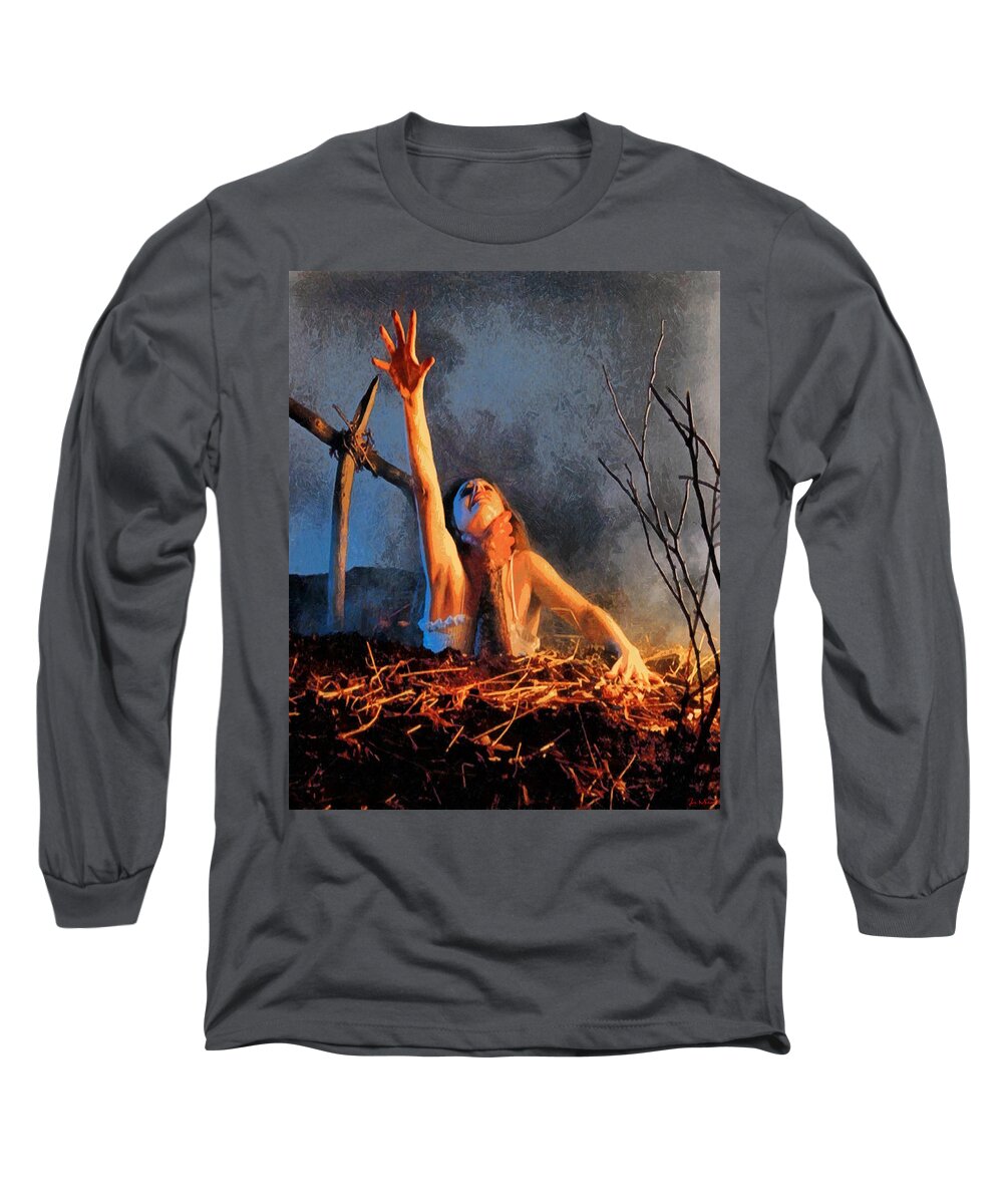 Movie Long Sleeve T-Shirt featuring the painting Evil Dead by Joe Misrasi
