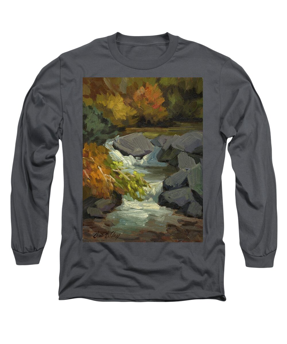 Fall Colors Long Sleeve T-Shirt featuring the painting Fall Colors at Bishop Creek by Diane McClary